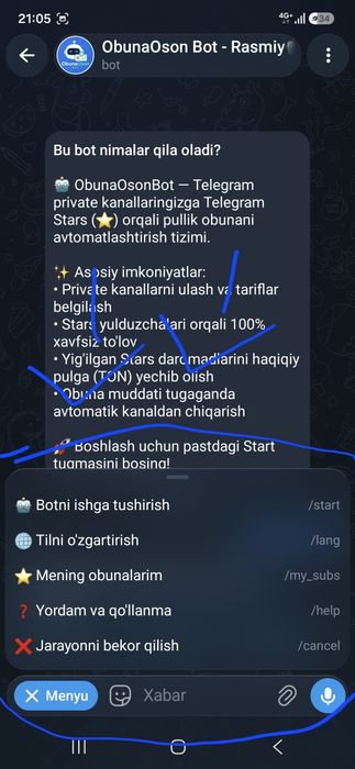 Telegram uchun professional botlar yaratib beraman