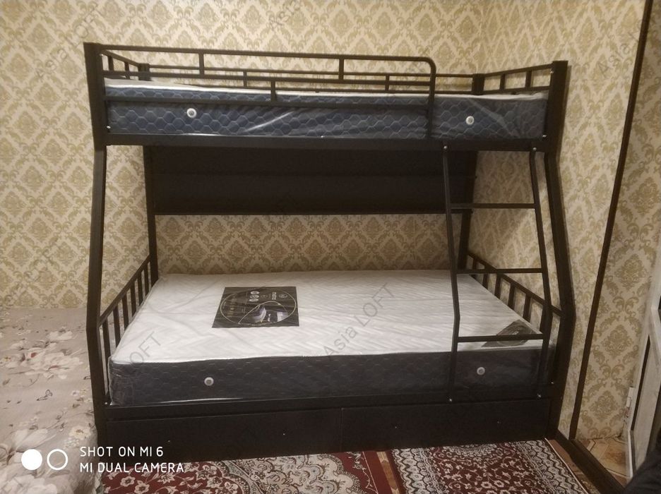 Двухъярусная Кровать Металлическая, Евро Стиле, Темир Кровать,