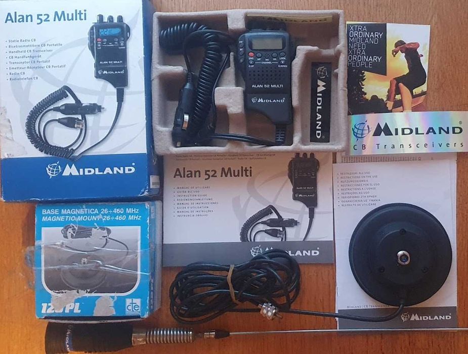kit stație radio CB Midland Alan 52 MULTI + antena CB Midland ML145