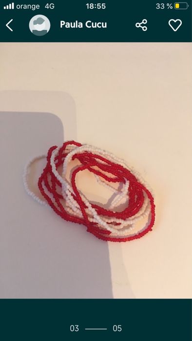 saculet cu bratari albe si rosii