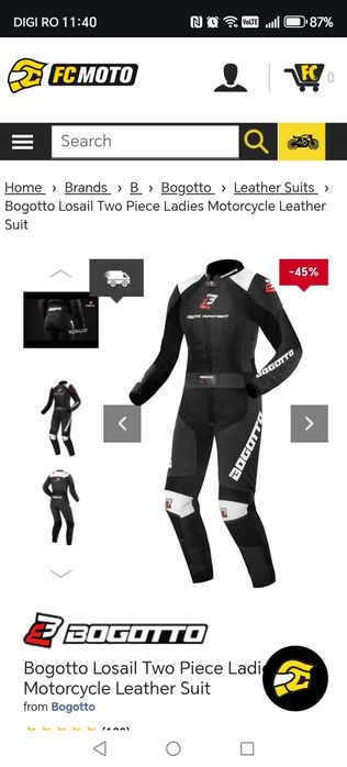 Costum/combinezon moto piele dama marca BOGOTTO  

-geaca