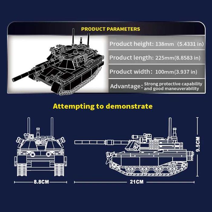 Set constructii tanc M1A2 Abrams 605 piese tip Lego