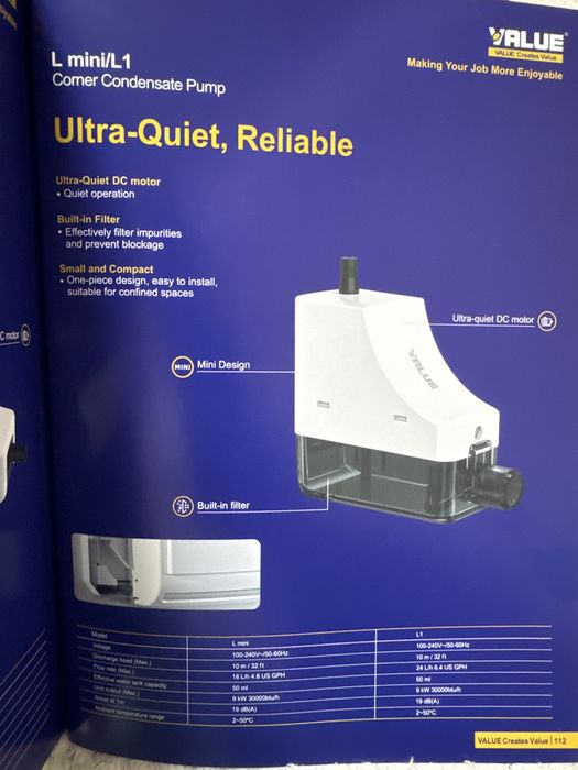 Pompa condens value m1 m2 s1 s2  s mini L1 L mini 19db 24L 40L /h aparat aer conditionat frigmacool magazin frihotehnie tota gama scule accesorii