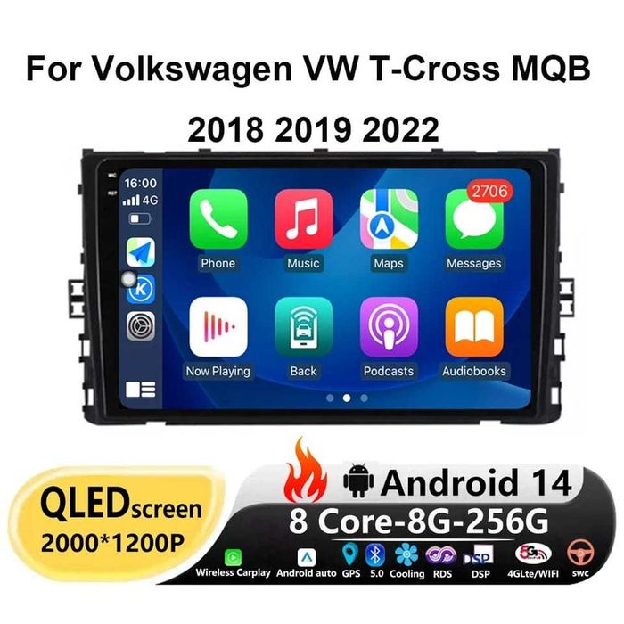 Navigatie android VW MQB Polo T-cross Waze YouTube GPS