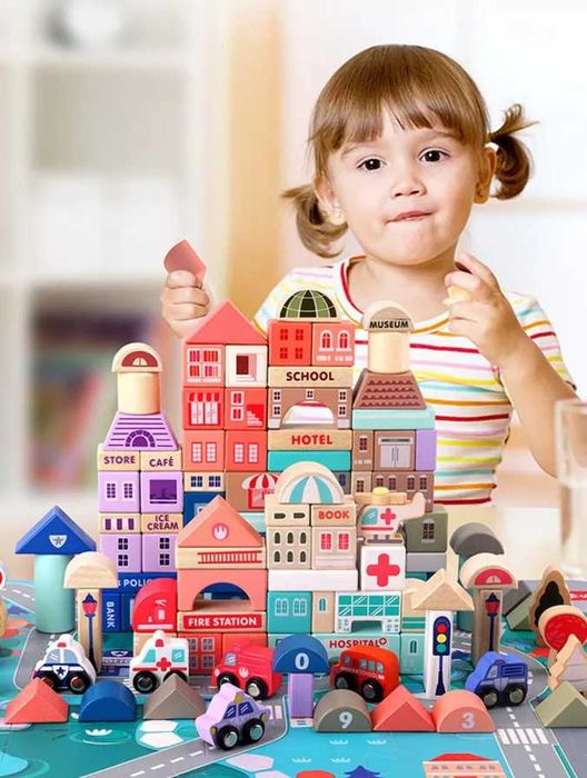 Набор Деревянный конструктор Городок 115 деталей dm11