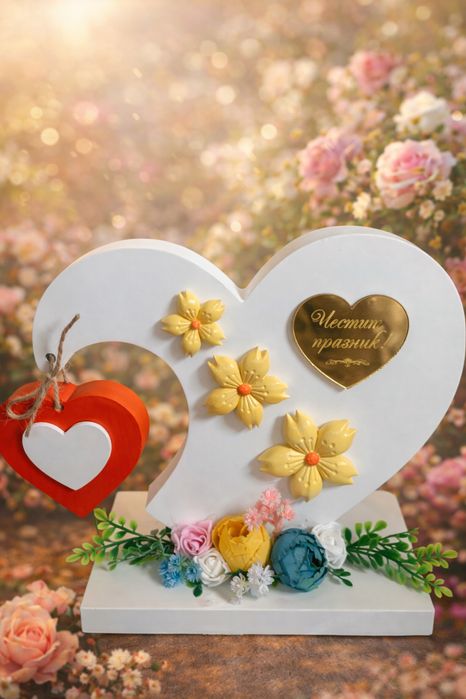 Сърца с надпис “Честит празник” или Честит 8-ми март”