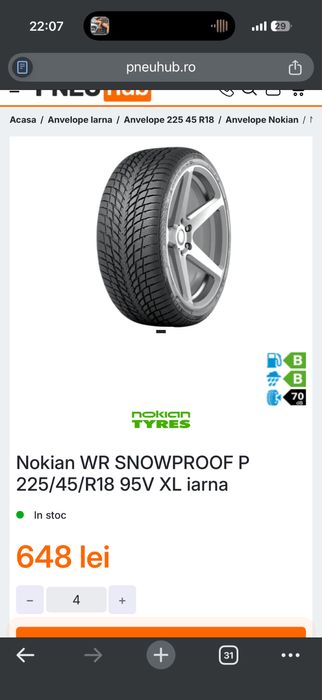 Anvelope nokian wr snowproof 225/45/18 255/40/18