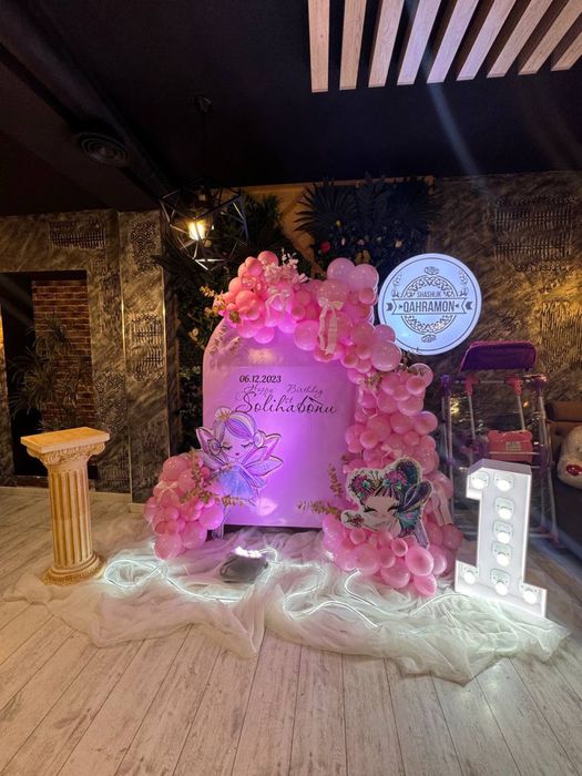 Детское оформление шарами на годик. Цена  800 000 тысяч.