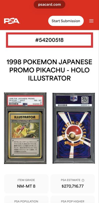 Pokemon Pikachu Illustrator Card
