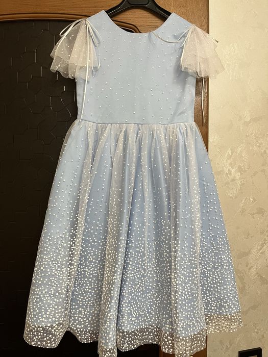 Платье детское на утреник, ярко голубого цвета