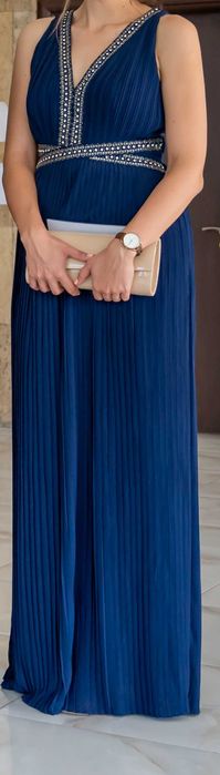 Дълга официална тъмно синя рокля, размер М