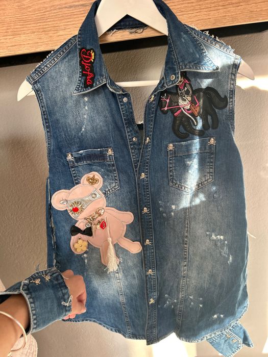 Djofra-дънкова риза с пера