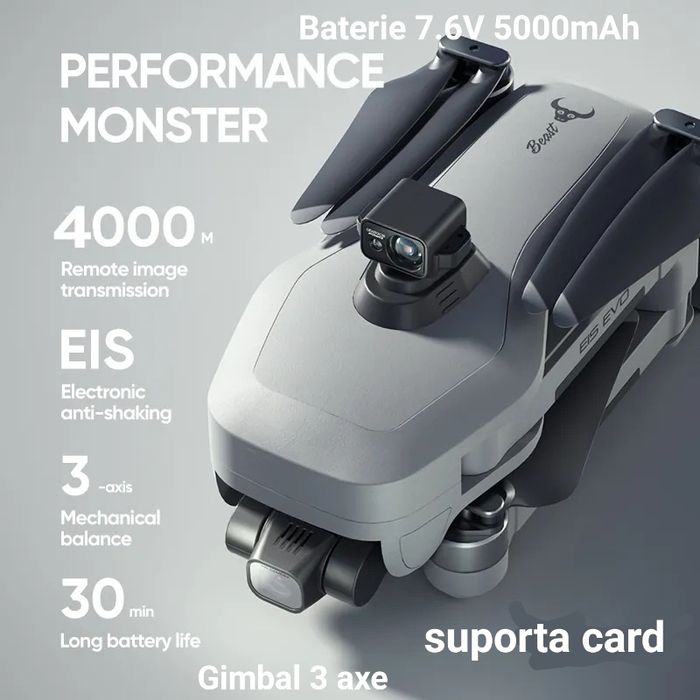 Drona cu 3 axe gimbal,Camera  14Mpx,4K,Gps,4000Metri,5G,urmărire,Noua