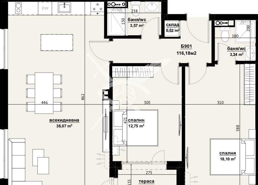 Продава се Тристаен апартамент в Бургас, Изгрев - 116 кв.м за 1113 €/кв.м - Снимка #1