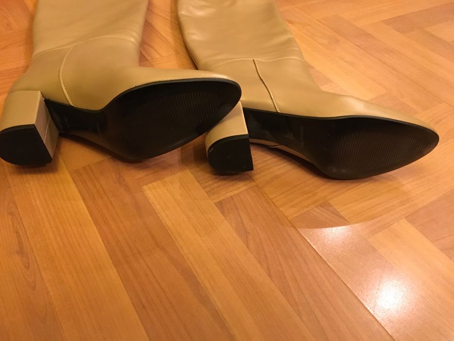 Cizme din piele crem bej dama