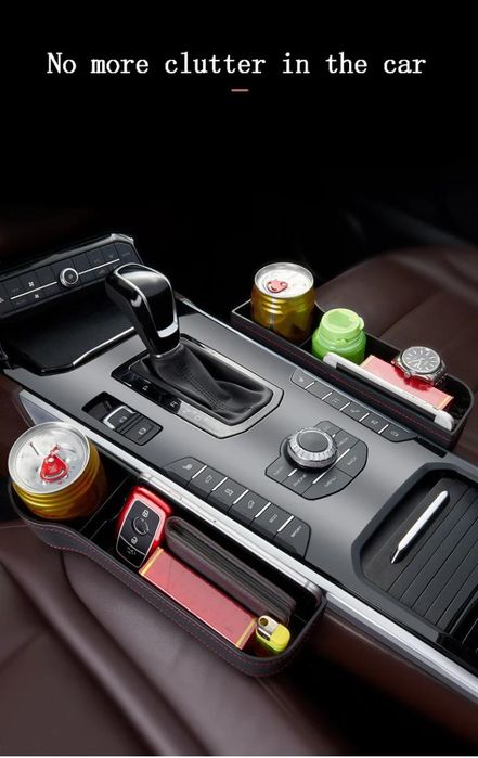 Органайзер- Поставка за чаши и телефон кожено покрит за Кола А-3600