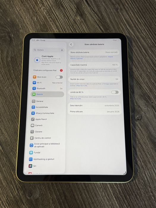 iPad A16 128GB Yellow baterie 100%