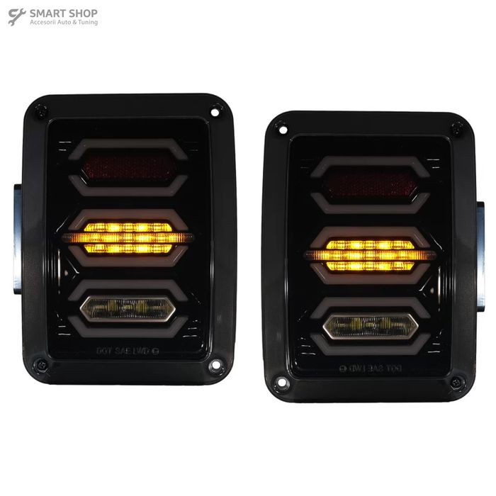 Stopuri Full LED compatibil cu JEEP Wrangler JK (2007-2017) Fumuriu