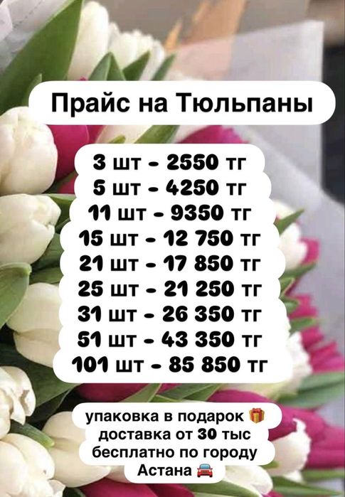 Тюльпаны супер качества 850тг