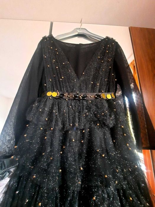 Rochie de seară lungă Ambar Studio, cu detalii cusute manual