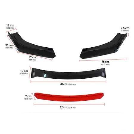 Lip Prelungire Bara Fata 4 piese Universal Spoiler 183cm Negru Rosu