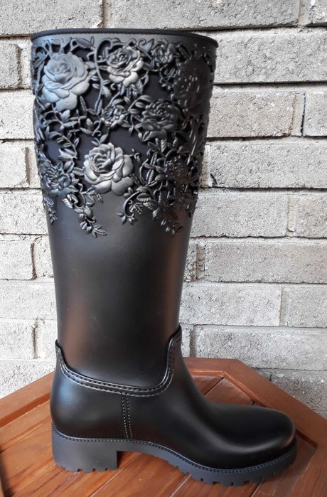 Melissa Гумени термо ботуши с 3D флорален дизайн нови