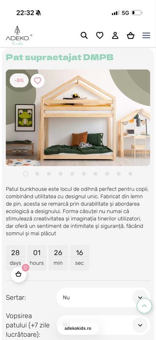 Pat supraetajat casuta Adeko +saltele+cearceafuri