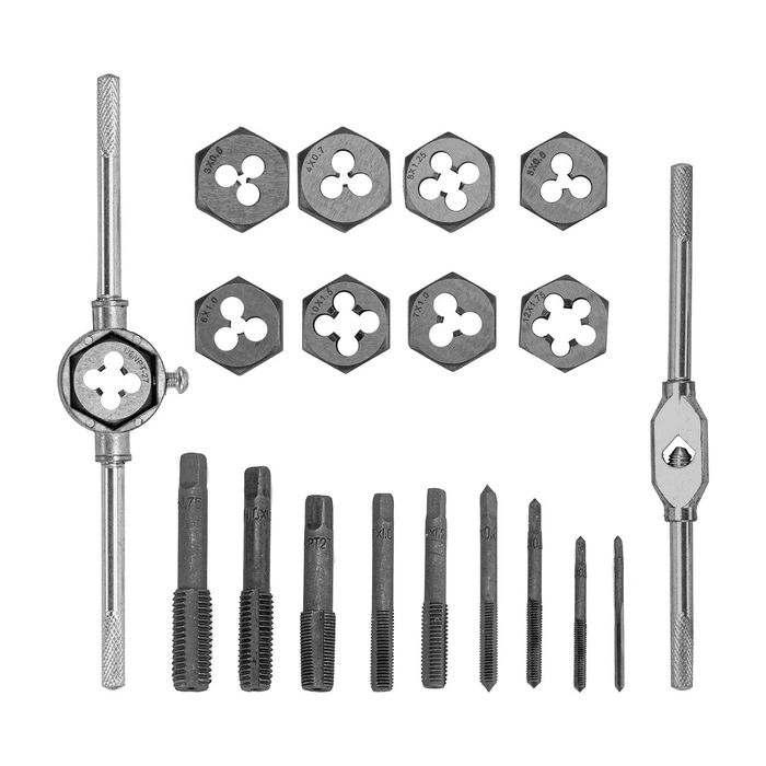 Набор метчиков и плашек, плашко-метчикодержатель, пласт. бокс Sparta