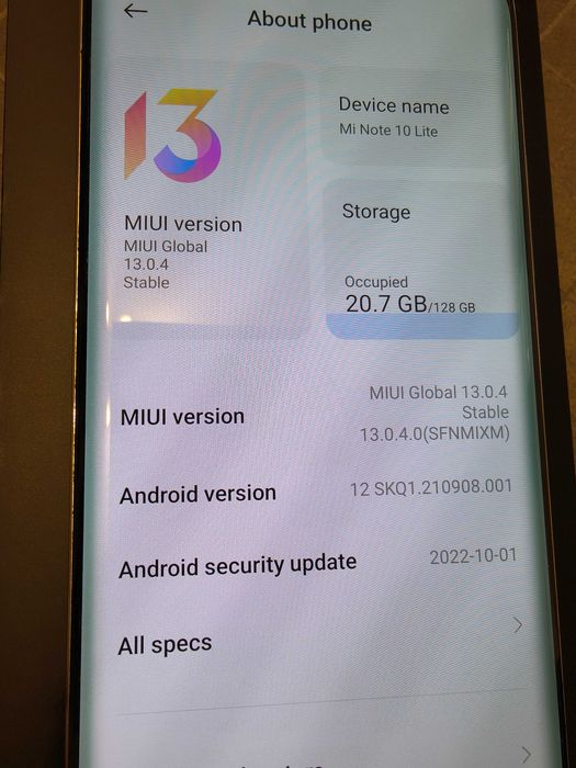 Xiaomi Mi Note 10 Lite - 128 GB/8 GB - бял