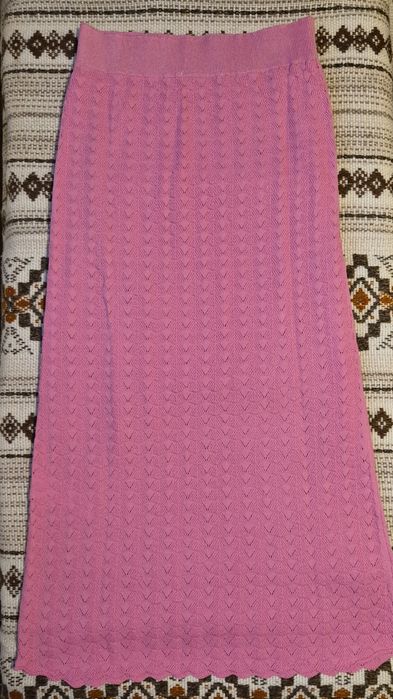 Set Tricotat Parkhande Fustă & Vestă – Roz Vibrant – Mărime Universală