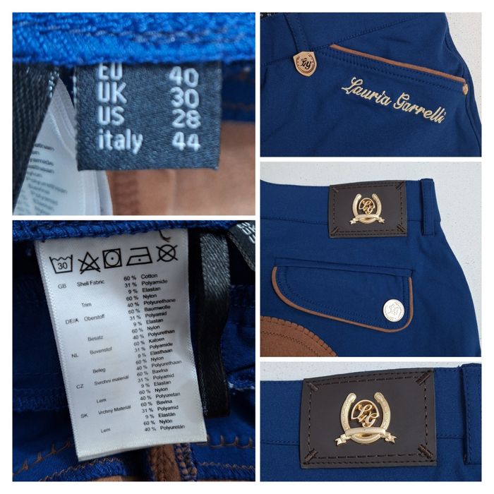 Pantaloni noi ptr. călărie, echitație Lauria Garrelli HKM Roma Piping basanes Alos, nr.40 sau M ptr. femei