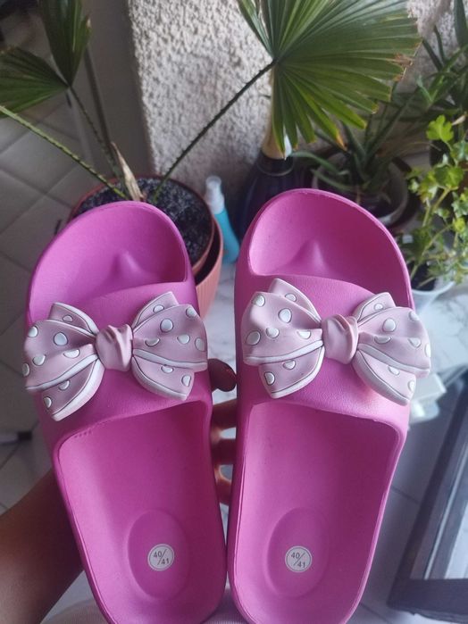 Цикламени чехли на платформа-40/41номер