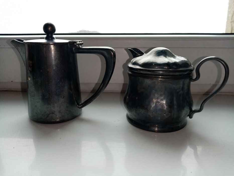 Letiera și zaharnita din alpaca argintata, vechi, perfecte functional