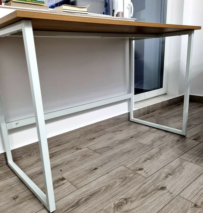 Birou minimalist lemn/metal, Bej ca NOU