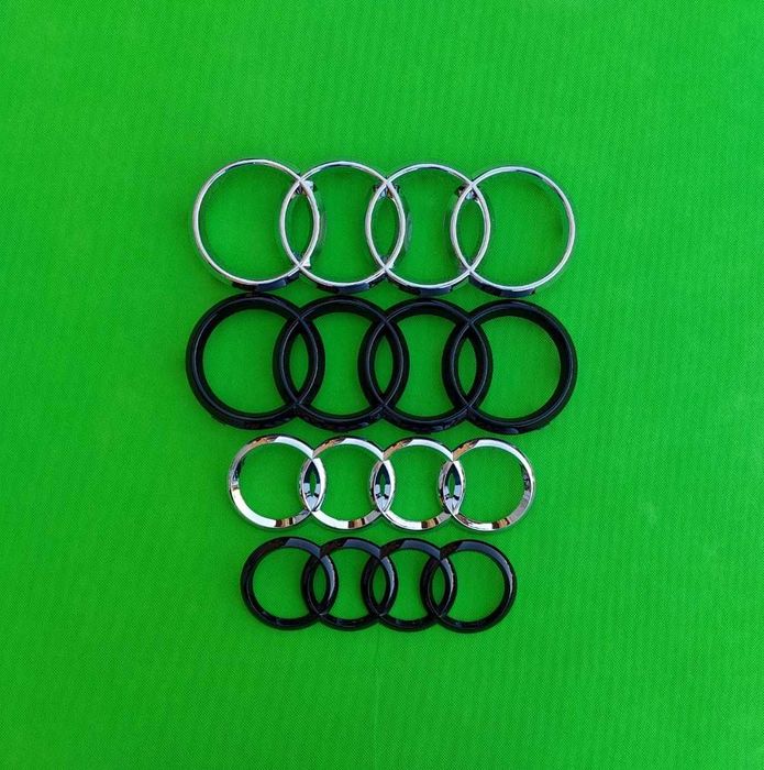 Емблема Ауди предна / задна / черна / сива / черен гланц / хром / Audi