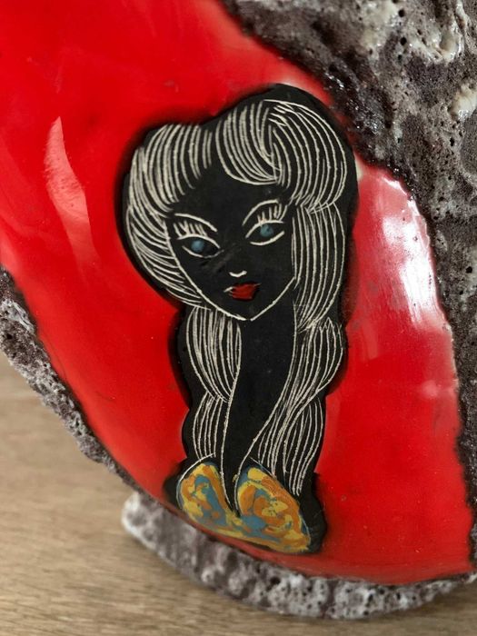 Рядка дизайнерска керамична кана Ceramica Titano – San Marino – Fat Lava – Mid-Century Modern, около 1960 г.