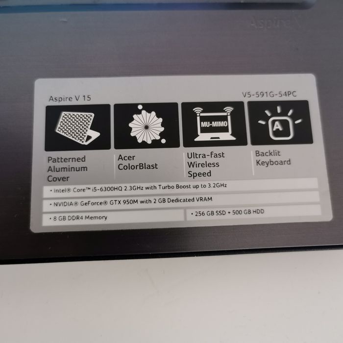 Laptop Acer i5 gen 6 gtx 950m 2gb