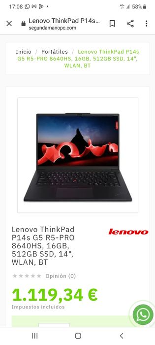 Thinkpad P14s Gen 5, Ryzen 8640HS, 16Gb, 512SSD