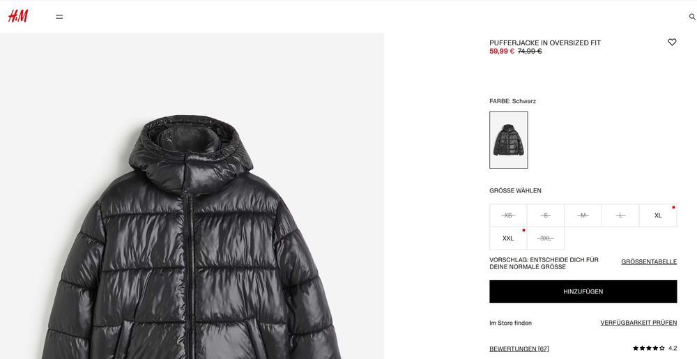 Новая куртка-пуховик H&M, размер XL/XXL ( 58/66)