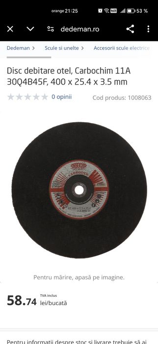 Disc debitat otel 400x3.5x25.4