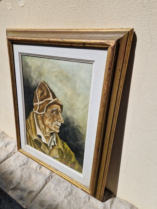 Уникална антикварна картина масло върху платно