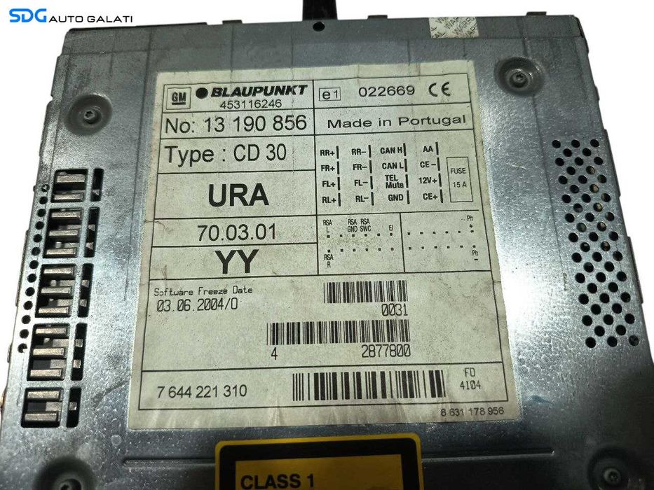 Unitate Radio CD Player Blaupunkt cu Display CD30 Opel Astra H 2004 - 2010 Cod 453116246 13190856 13275077 [L6669]