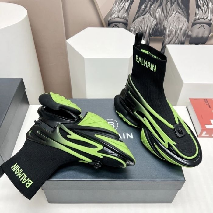 Balmain Futuristic Sock Sneaker - Black/Neon Green
