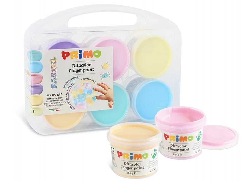 НОВИ! Бои за русуване с пръсти Primo Pastel 6x100гр Италия