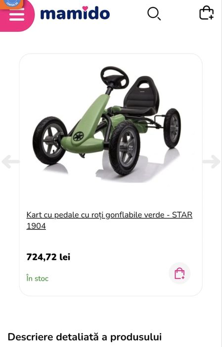 Kart cu pedale pentru copii – stare foarte bună, distractiv și rezistent