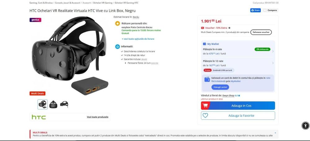 Casca VR htc vive (asemenea quest 3) -necesita pc [pcvr]
