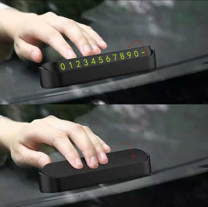 Suport numar telefon bord, parcare temporara, negru