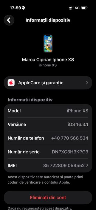 Telefon Apple iPhone XS 64GB, smartphone icloud blocat