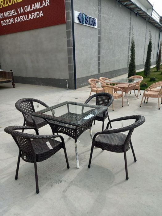 Садовый плетёный комплект стол стул Ротанг тукима мебел на заказ