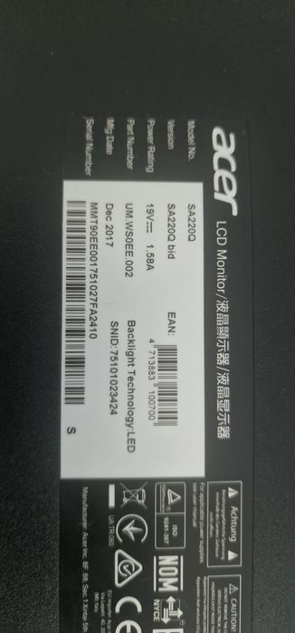 Monitor Acer ultra subțire